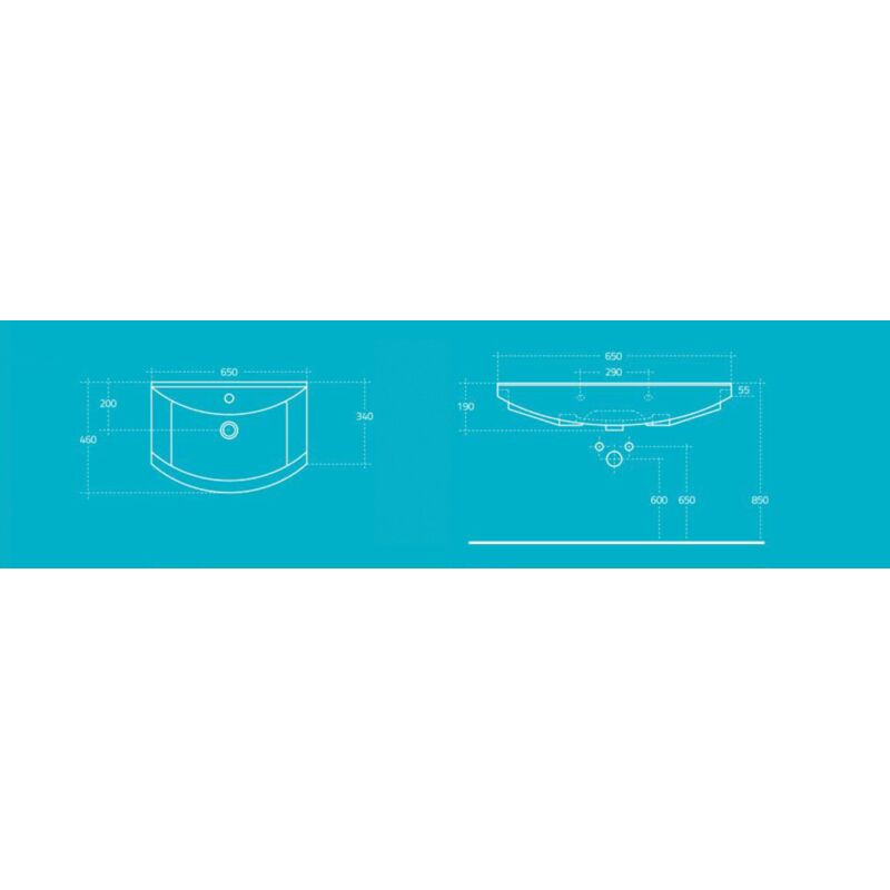 nabyt.ZERO nabytkove umyvadlo 65x46