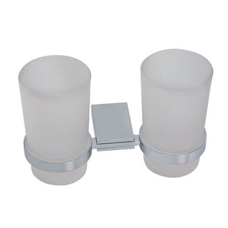 dvojitý držák kartáčků a pasty sklo/chrom 0957.0