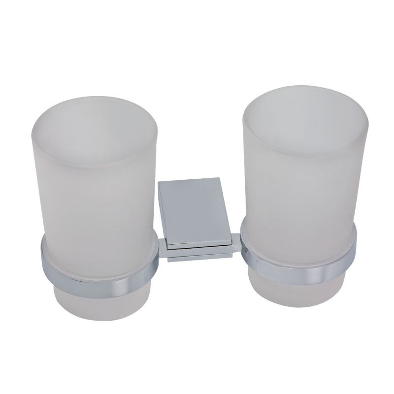 dvojitý držák kartáčků a pasty sklo/chrom 0957.0