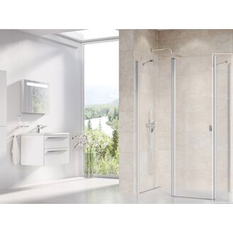 RAVAK GIGANT PRO CHROME Sprchová vanička 120x90 bílá + Sprchový kout CRV2-120 satin+transparent + Pevná stěna CPS 90 satin/transparent