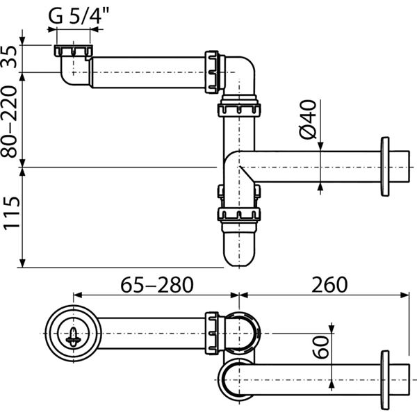 A434 sifon umyv.prostorové úsporný s PM 5/4"